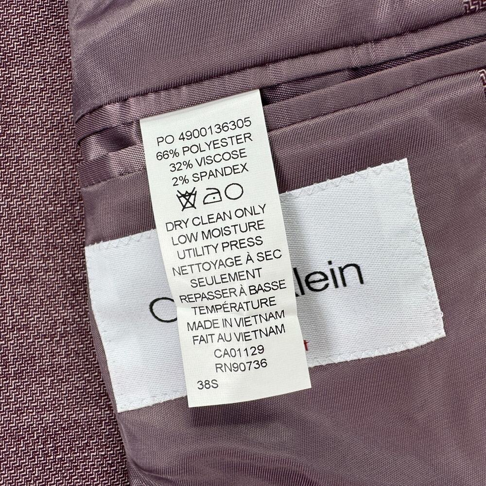 Calvin Klein Mens X Slim Fit Soft Solid Sport Coat Raspberry Red 38S - Picture 5 of 5